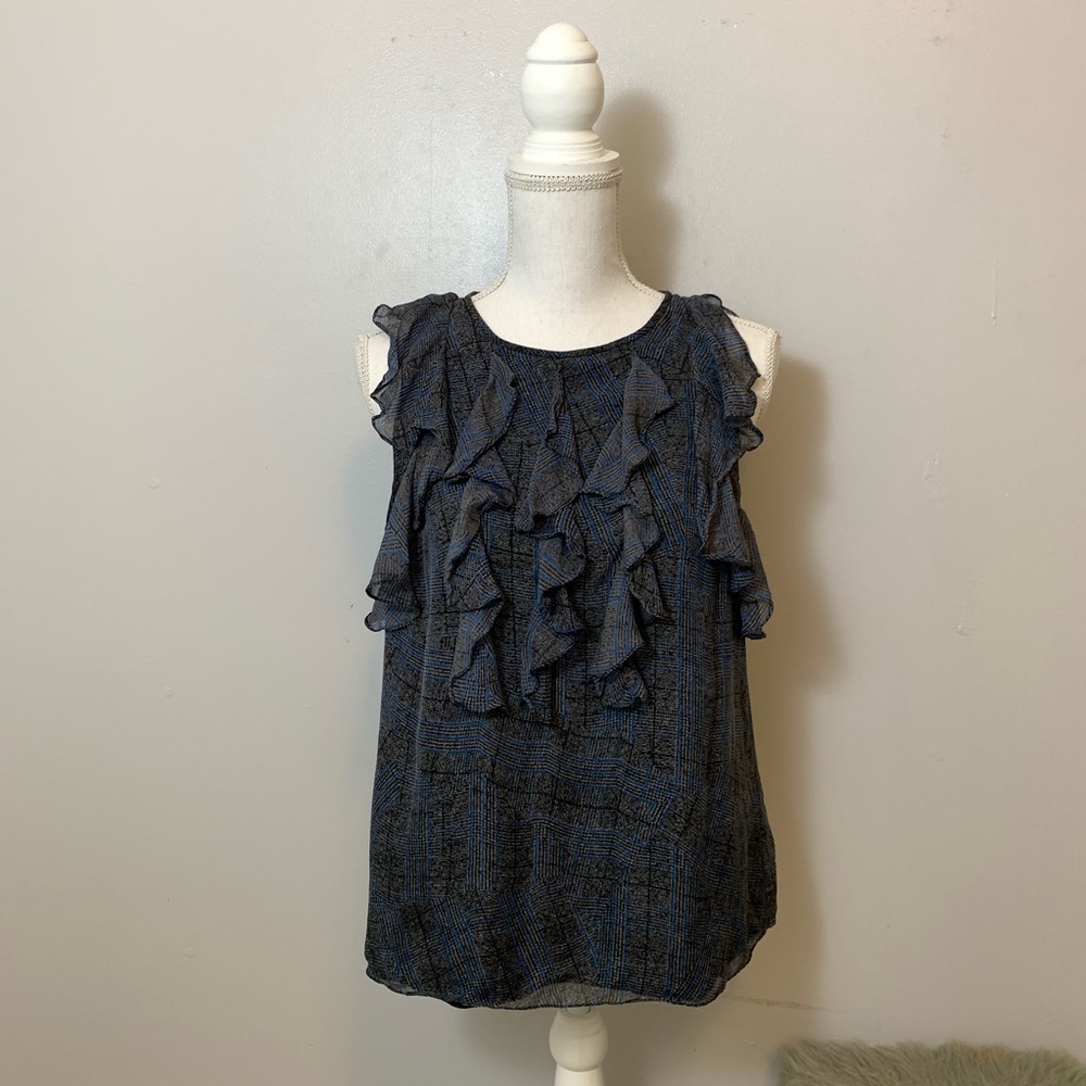 Tibi Plaid Frill Tank Top Blouse